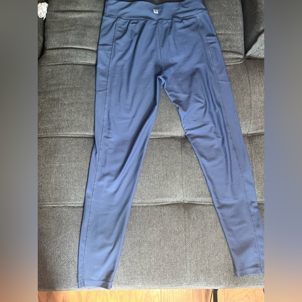 Blue Athletic Leggings with Elastic Waistband - Picture 2 of 4